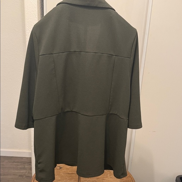 Bloom Chic Green Textured Stretchy Minimalist Women's Blazer Size 14/16 Career - Picture 7 of 13